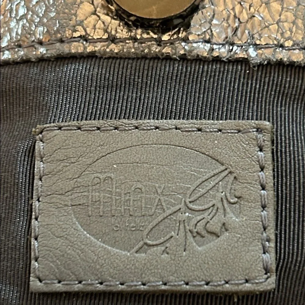 Minx leather metallic Silver Clutch Bag